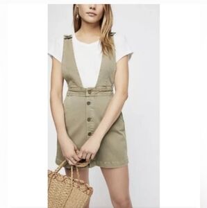 WE THE FREE Mallory Jumper Overall Dress Skirt Women’s Size 12 Military Green